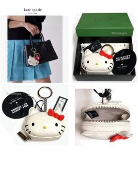 NWT Kate Spade ♠️ X Hello Kitty Leather 3D Hello Kitty Bag Charm/Coin Purse